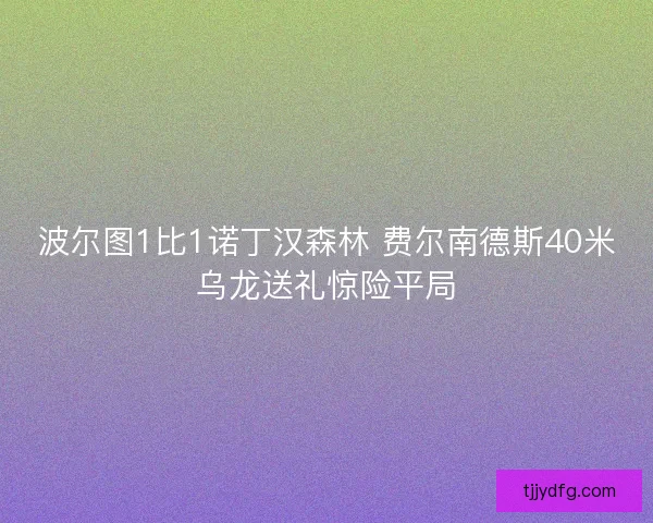 波尔图1比1诺丁汉森林 费尔南德斯40米乌龙送礼惊险平局